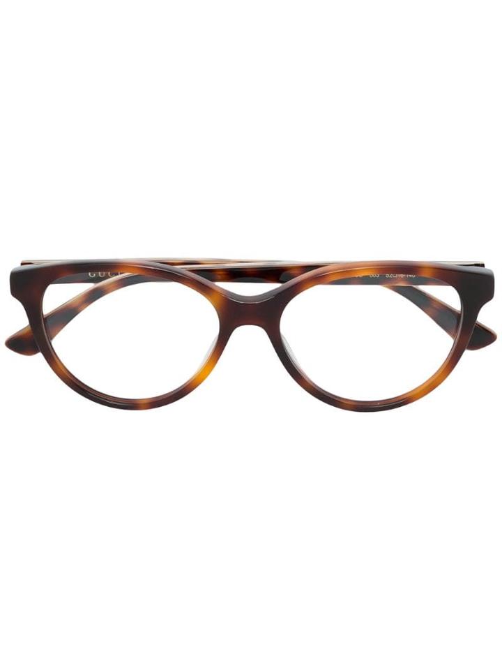 Gucci Eyewear Cat Eye Frame Glasses - Brown