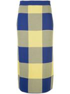 Derek Lam Gingham Jacquard Knit Pencil Skirt - Blue