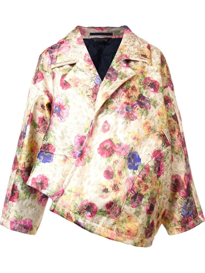 Comme Des Garçons Floral Print Oversized Jacket, Women's, Size: Xs, Yellow/orange, Polyester