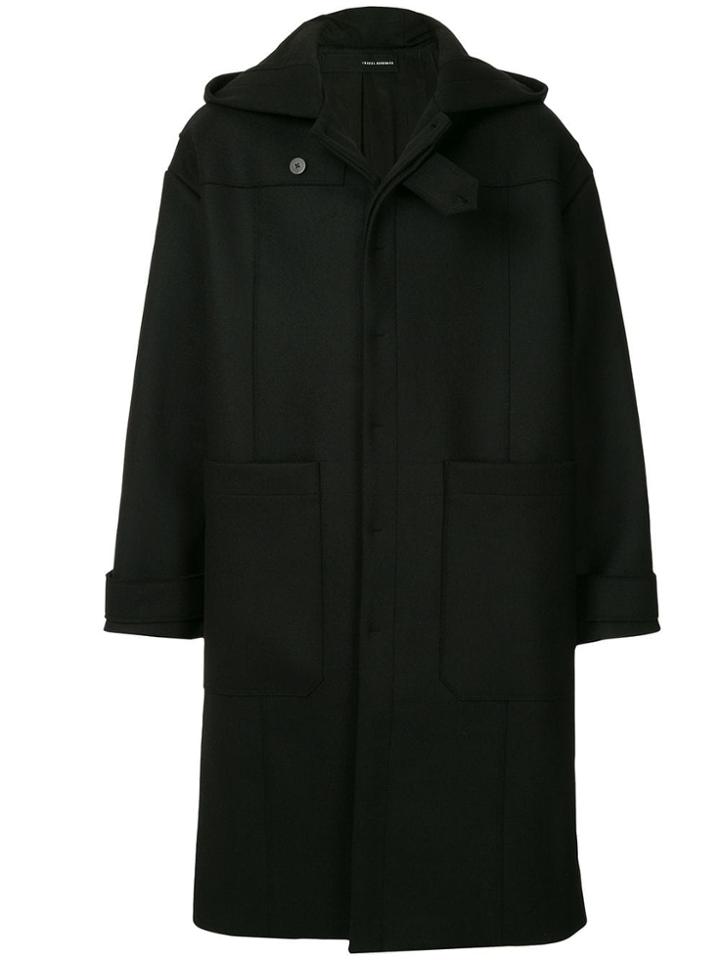 Isabel Benenato Oversized Hooded Coat - Black