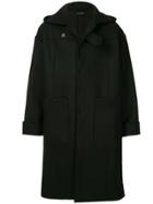 Isabel Benenato Oversized Hooded Coat - Black