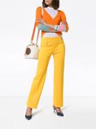 I-am-chen Silk Contrasting Cuffs Cardigan - Orange