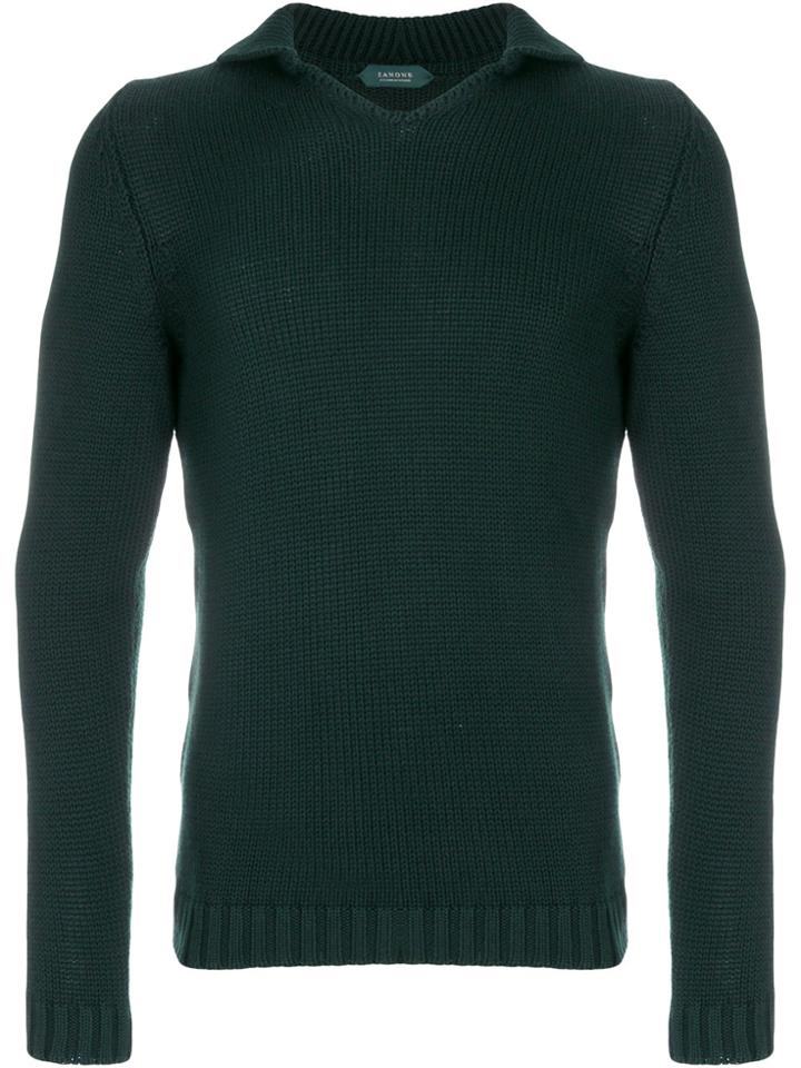 Zanone Polo Sweater - Green