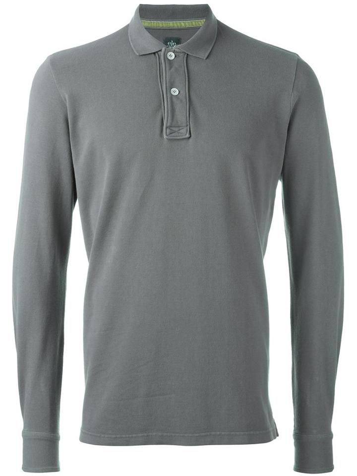 Eleventy Long-sleeve Polo Shirt, Men's, Size: Xl, Green, Cotton