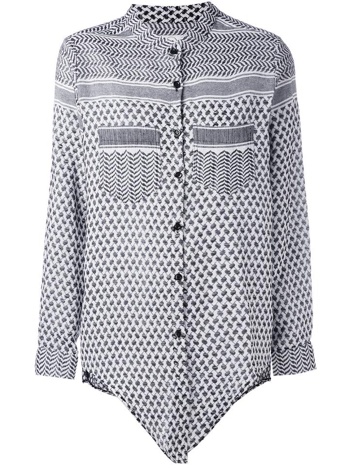 Rough Studios - Mandarin Neck Zig-zag Shirt - Women - Cotton - One Size, Black, Cotton