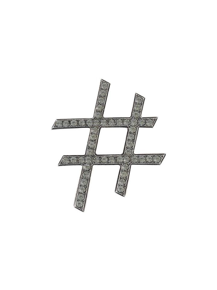Lanvin Embellished Hashtag Brooch, Women's, Metallic