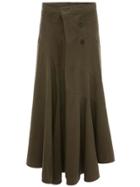 Jw Anderson Twisted Washed Skirt With Front Drape - Green