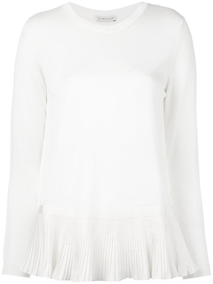 Moncler Pleated Hem Jumper, Women's, Size: Xs, Nude/neutrals, Viscose/cotton/polyester