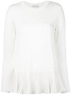 Moncler Pleated Hem Jumper, Women's, Size: Xs, Nude/neutrals, Viscose/cotton/polyester