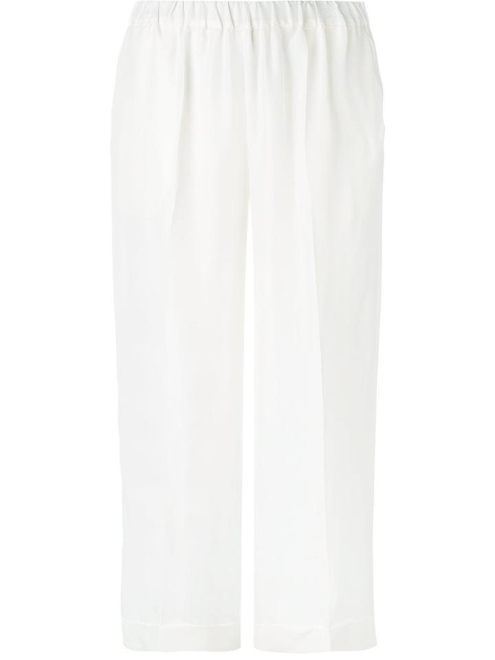 P.a.r.o.s.h. - Cropped Trousers - Women - Silk - M, Women's, White, Silk