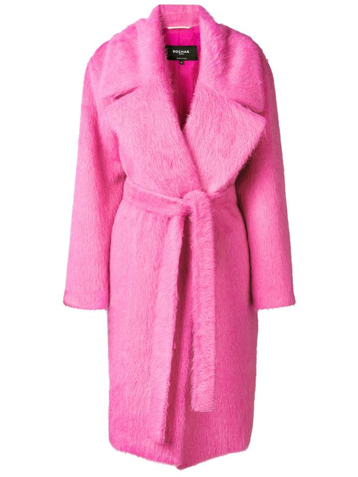 Rochas Oversized Belted Coat - Pink