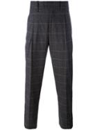 Neil Barrett Prince Of Wales Check Trousers, Men's, Size: 50, Black, Viscose/polyester/virgin Wool/spandex/elastane