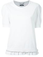 Muveil Embellished Hem T-shirt, Women's, Size: 38, White, Cotton/wool