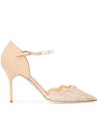 Marchesa Pearl Embellished Lace Pumps - Neutrals