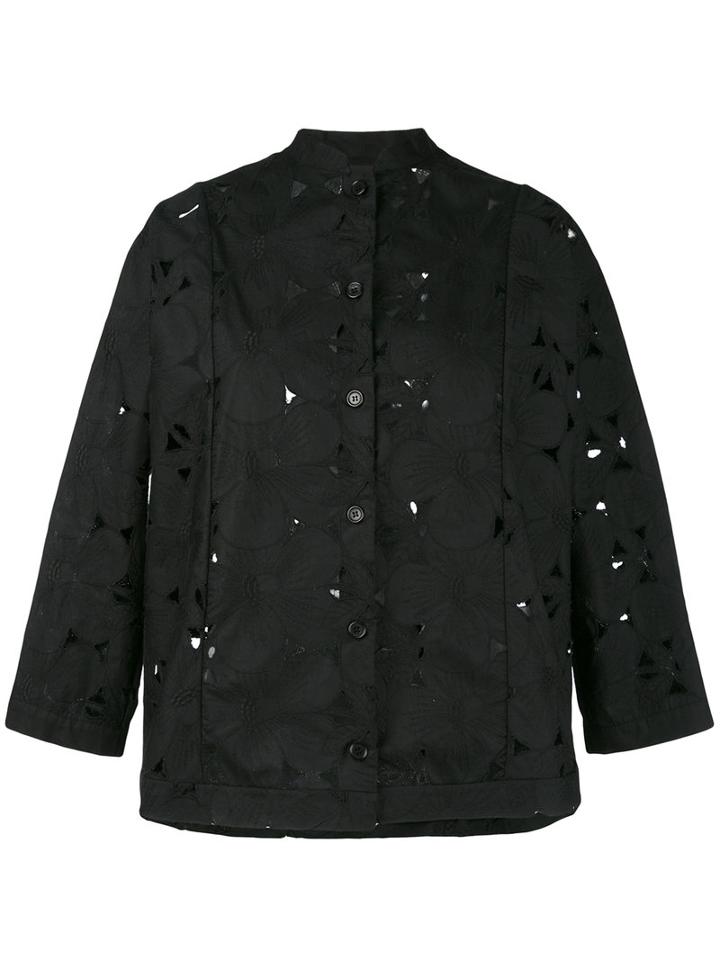 Aspesi - Perforated Detail Jacket - Women - Cotton/polyester - 46, Black, Cotton/polyester