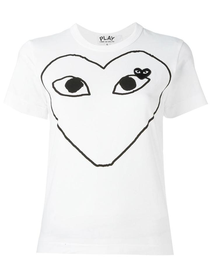 Comme Des Garçons Play Printed Heart T-shirt, Women's, Size: Small, White, Cotton