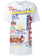 Gcds - Mixed Print T-shirt - Women - Cotton - M, Women's, White, Cotton