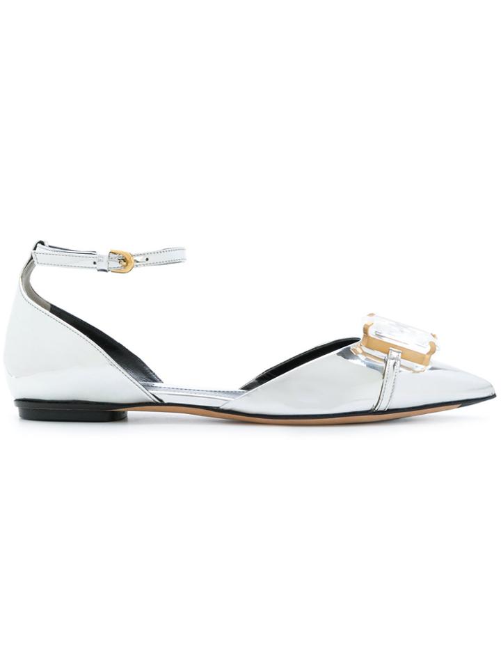 Marco De Vincenzo Embellished Ballerinas - Metallic