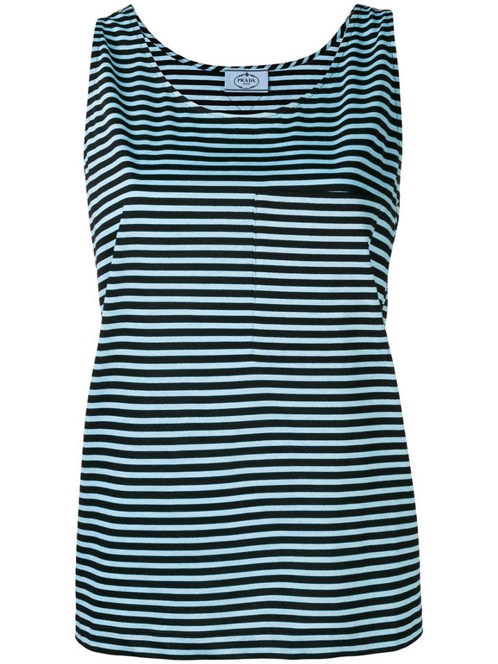 Prada Striped Shift Tank, Women's, Size: Medium, Blue, Cotton