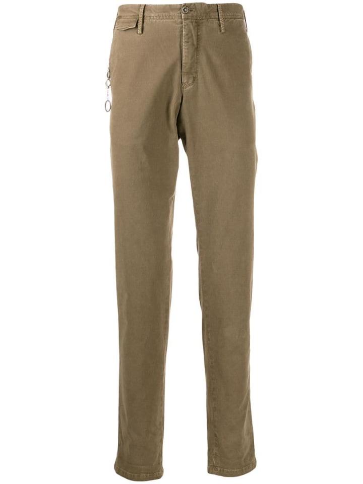 Pt01 Charm-detail Straight-leg Chinos - Brown