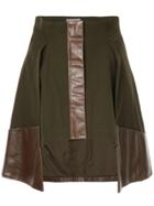 Yohji Yamamoto Vintage Faux Leather-trim Asymmetric Mini Skirt - Green