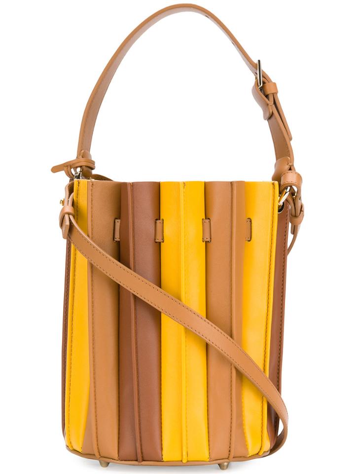 Sara Battaglia Pleated Bucket Bag - Brown