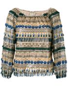 Alice+olivia - Embellished Blouse - Women - Nylon/polyester/spandex/elastane - L, Nude/neutrals, Nylon/polyester/spandex/elastane