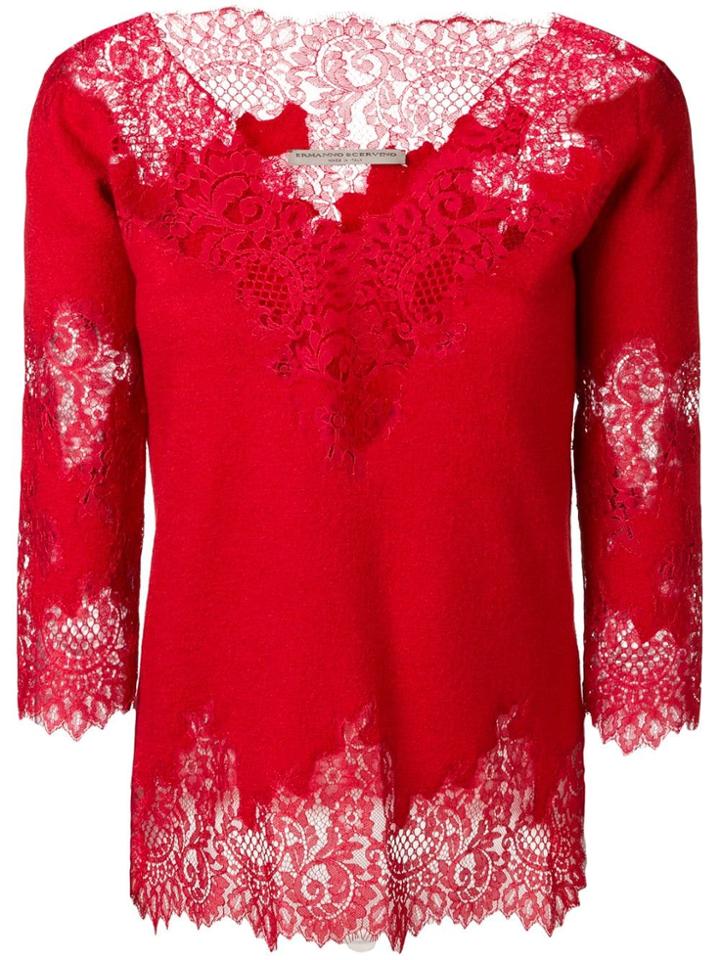 Ermanno Scervino Lace Embellished Blouse - Red