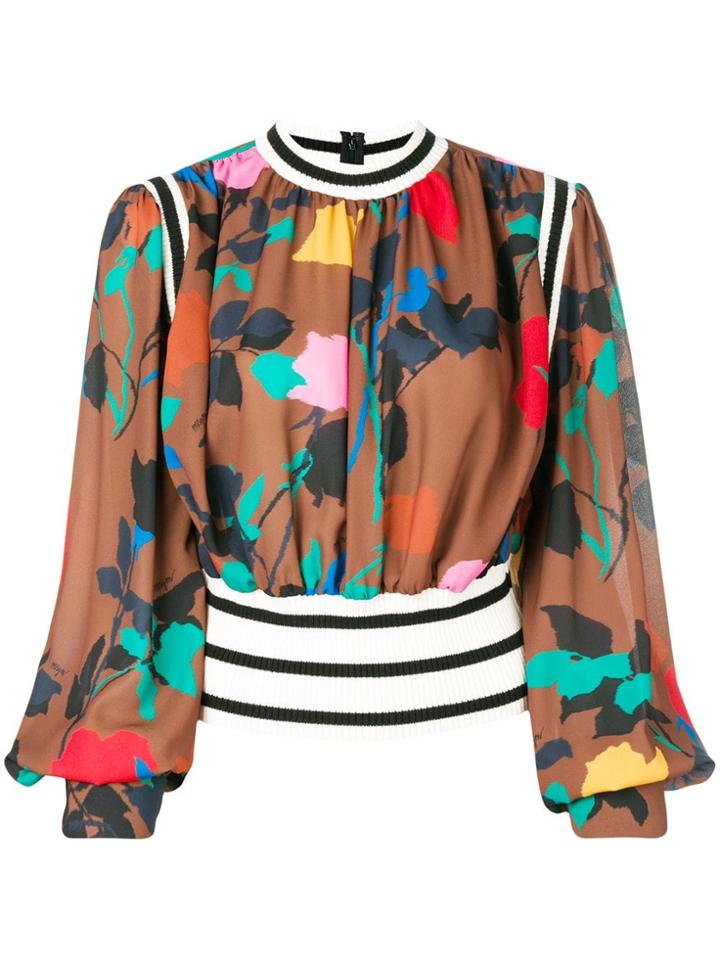 Msgm Night Flower Brown Multi Blouse