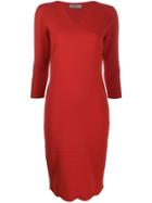 D.exterior Fitted Knit Dress - Red