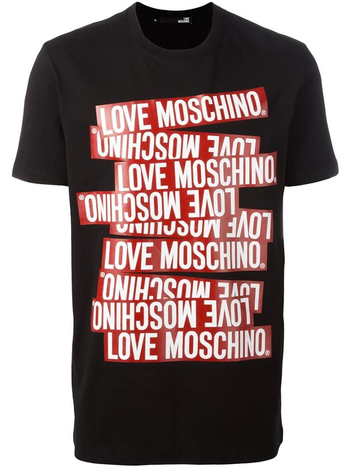 Logo Print T-shirt, Men's, Size: Xl, Black, Cotton, Love Moschino