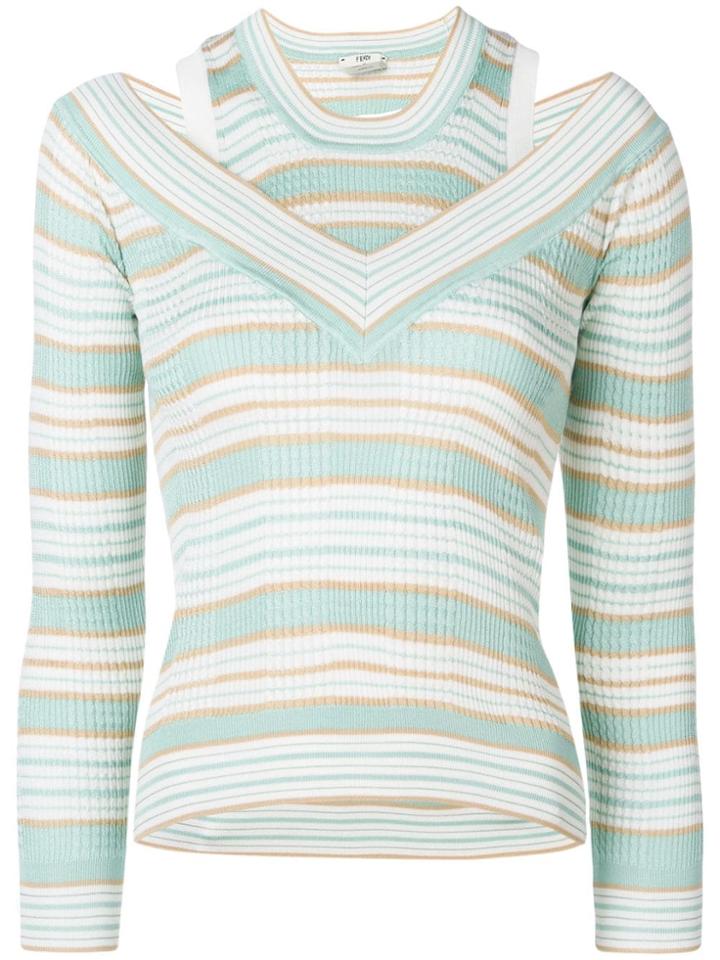 Fendi Striped Layered Look Knitted Top - Green
