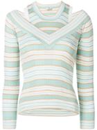 Fendi Striped Layered Look Knitted Top - Green