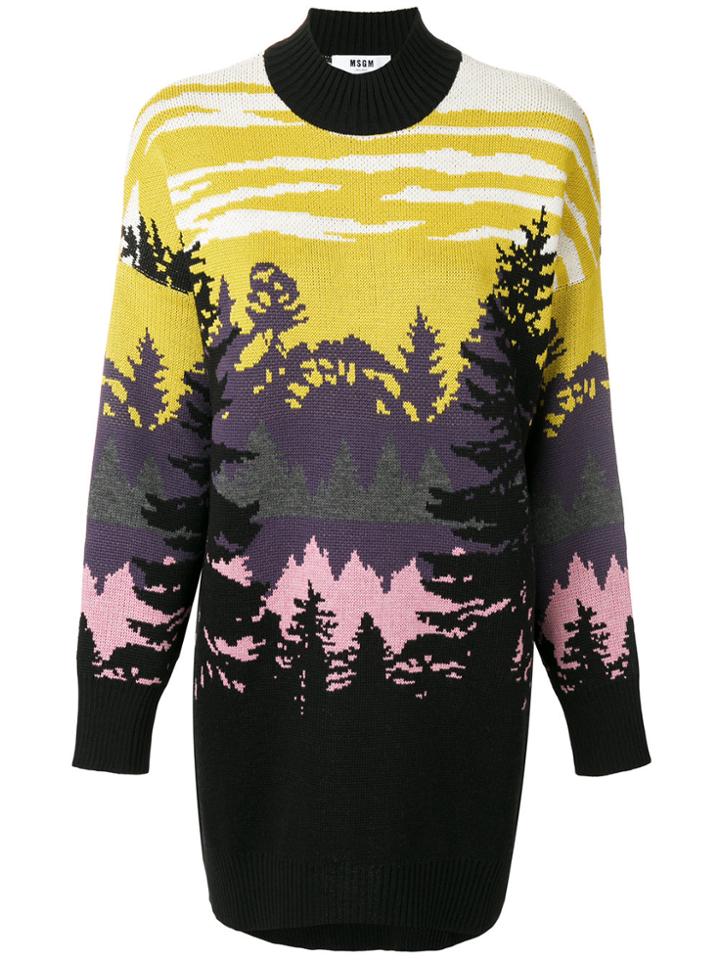 Msgm Forest Pattern Jumper - Yellow & Orange