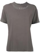 Eleventy - Round Cut-out Neck Blouse - Women - Spandex/elastane/viscose - 40, Grey, Spandex/elastane/viscose
