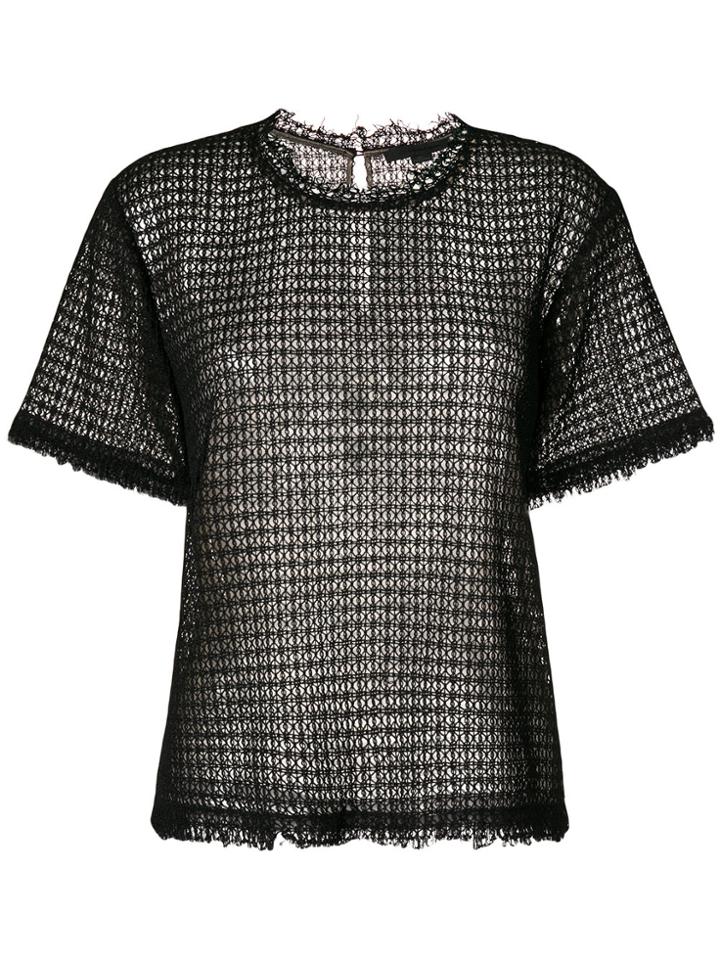 Alexander Wang Lacy T-shirt With Raw Edges - Black
