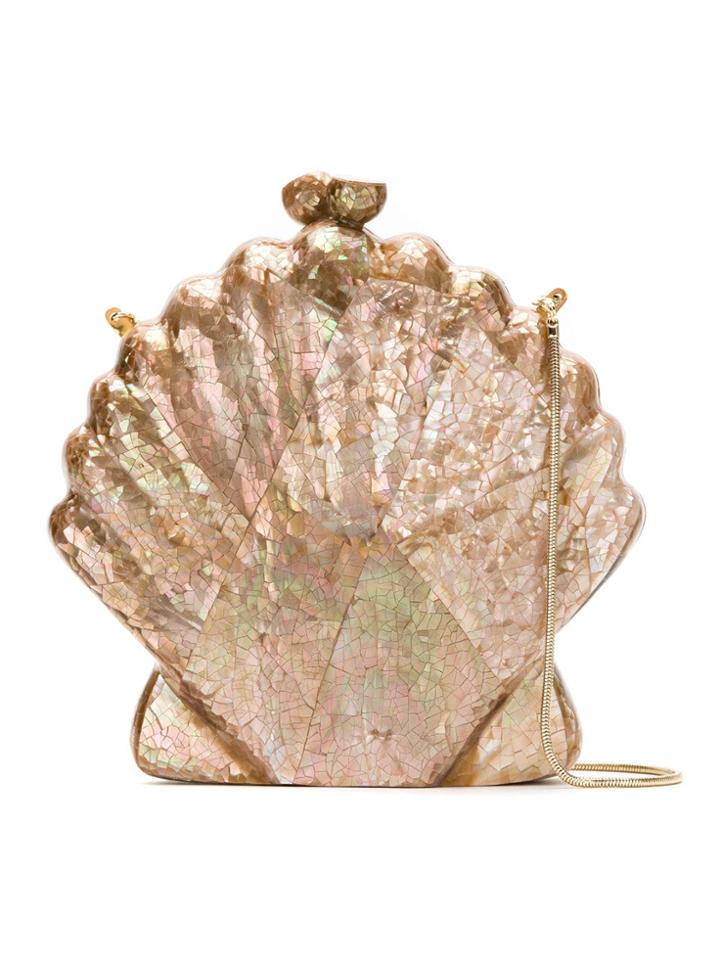 Isla Concha Mother Of Pearl Clutch - Brown