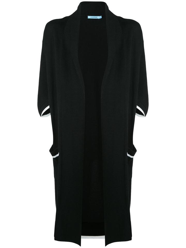 Guild Prime - Long Shawl Collar Cardigan - Women - Cotton/rayon - 34, Black, Cotton/rayon