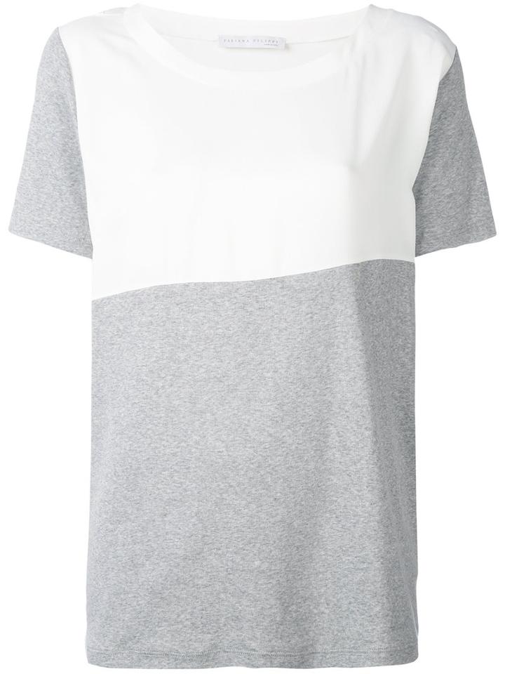 Contrast T-shirt - Women - Silk/cotton/spandex/elastane/acetate - 46, White, Silk/cotton/spandex/elastane/acetate, Fabiana Filippi