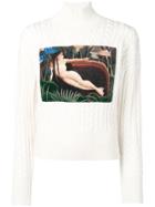 Kenzo Printed Cable-knit Sweater - White