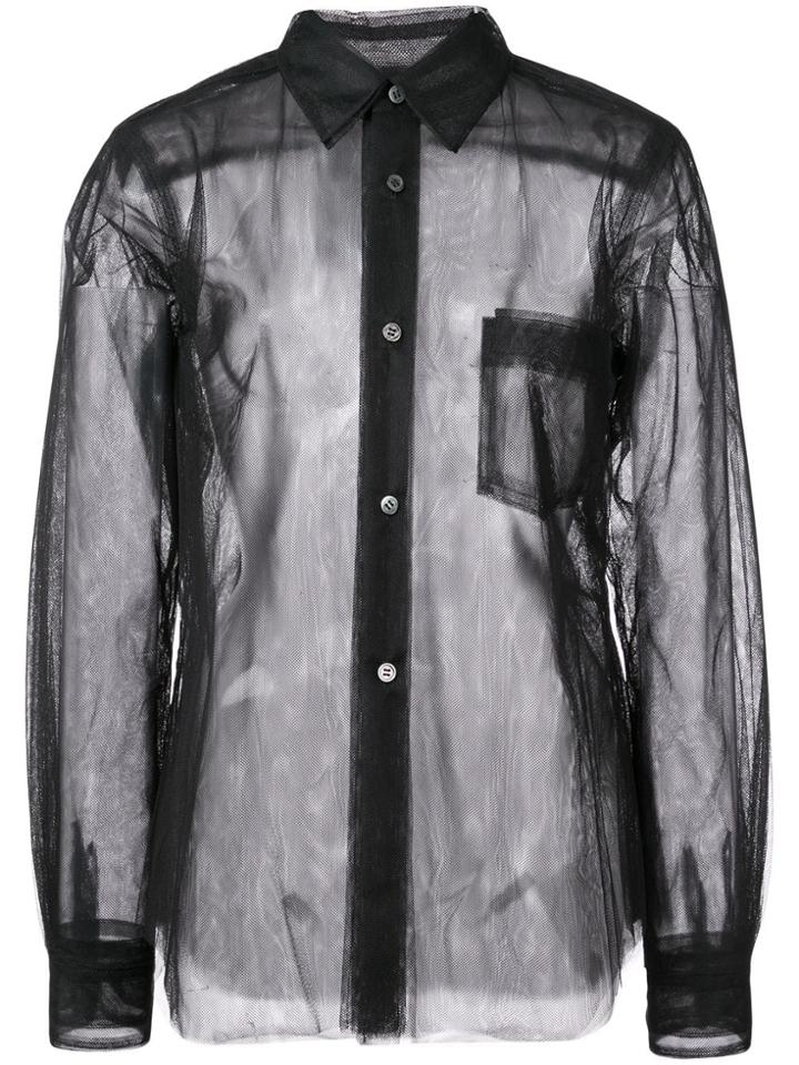 Comme Des Garçons Pointed Collar Tulle Shirt - Black