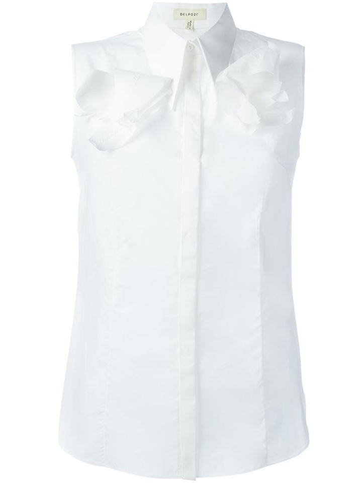 Delpozo - Sleeveless Geometric Collar Shirt - Women - Cotton - 34, White, Cotton
