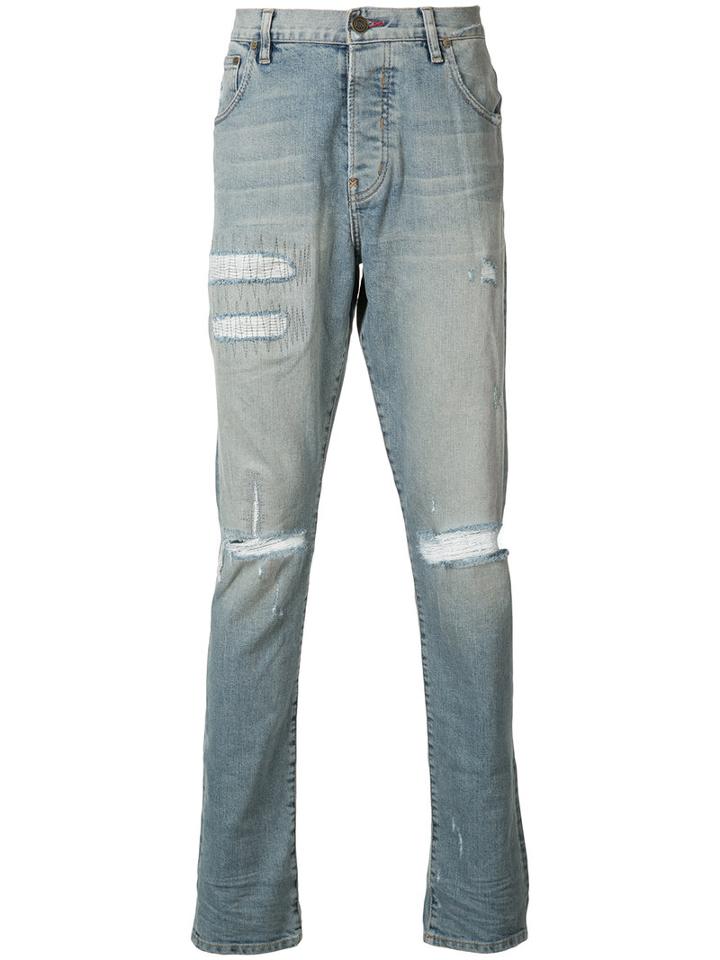 En Noir Clash Wash Skinny Jeans, Men's, Size: 34, Blue, Cotton/spandex/elastane