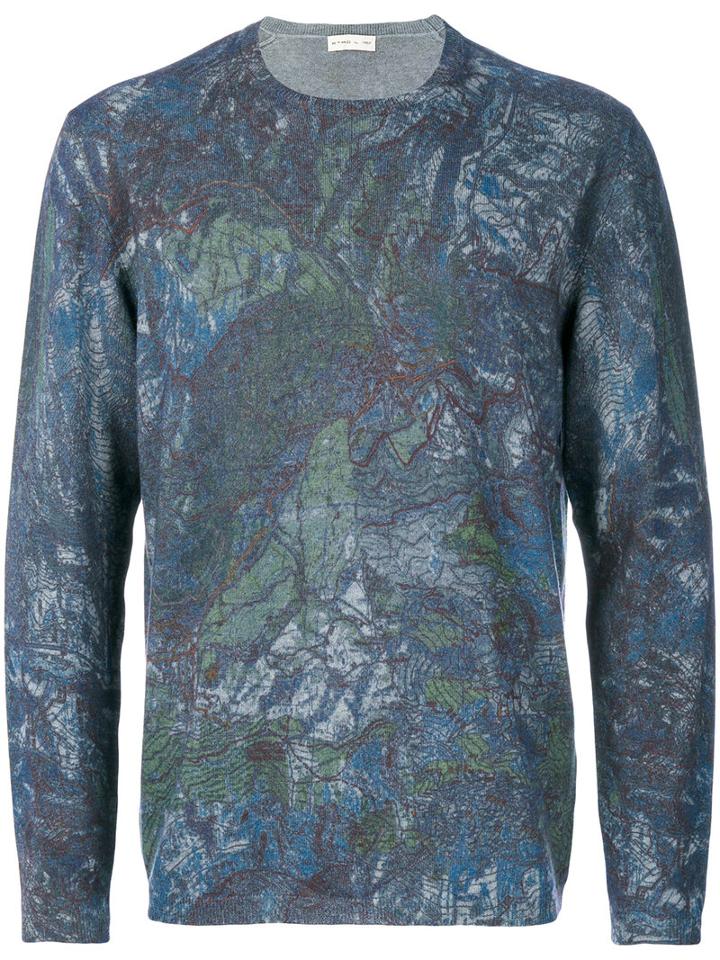 Etro - Printed Jumper - Men - Wool - Xxl, Blue, Wool
