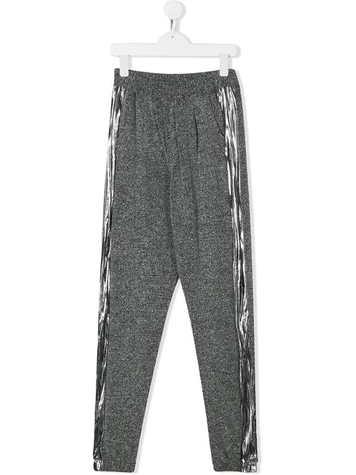 Andorine Lamé-trimmed Sweatpants - Black