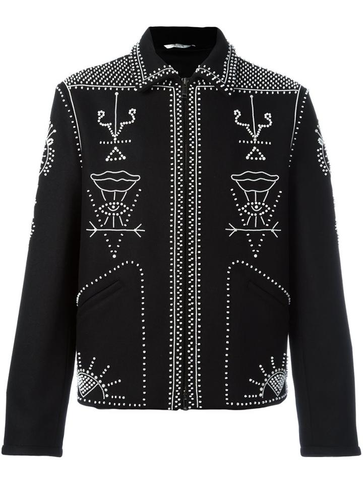 Valentino Embellished Shirt Jacket, Men's, Size: 46, Black, Cotton/wool