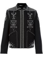 Valentino Embellished Shirt Jacket, Men's, Size: 46, Black, Cotton/wool