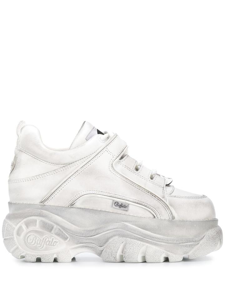 Buffalo Distressed Platform Sneakers - White