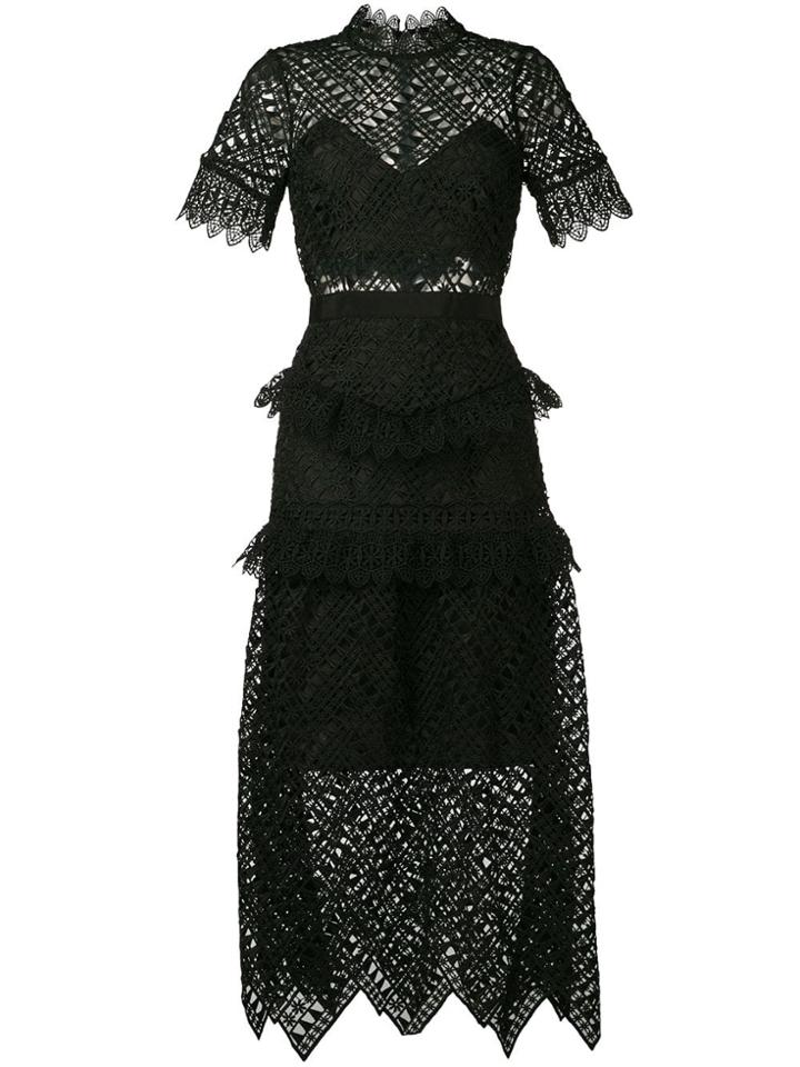 Self-portrait Lace Midi Dress - Black