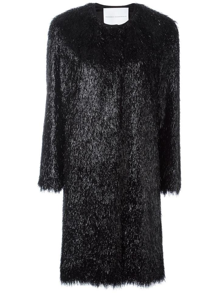 Francesco Scognamiglio Snap Closure Mid Coat, Women's, Size: 40, Black, Polyamide/acetate/viscose